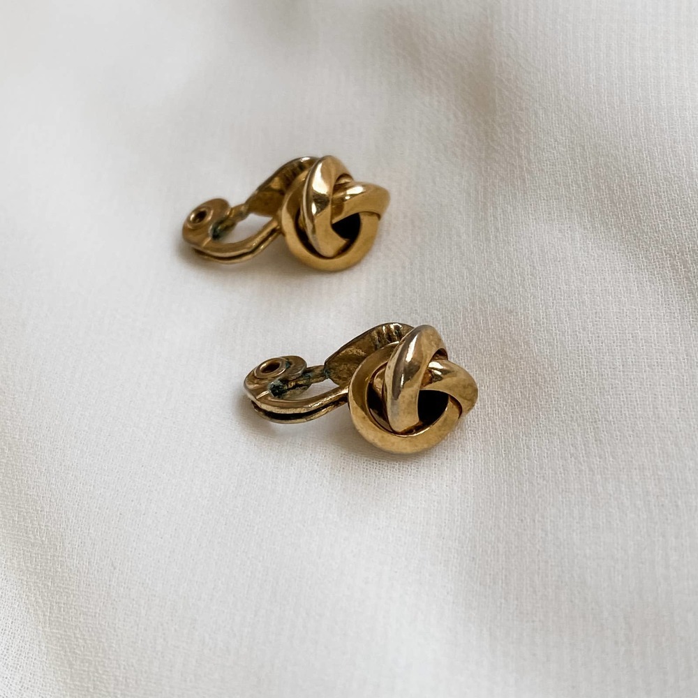 VTG Monet Gold Knot Woven Earrings